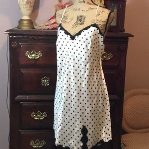 Polka dot satin nightgown